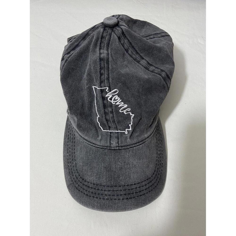 GEORGIA Home Womens Hat Baseball Ball Cap ADJUSTABLE Gray Relaxed Fit Distressed
